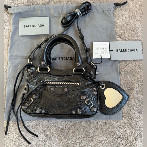 NEWš„BALENCIAGA Mini Neo Cagole Leather Top Handle Bagš„ - Picture 9 of 11